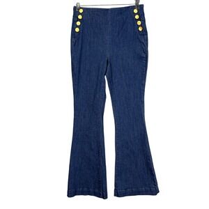 INC International Concepts Jeans Womens 8 Blue High Rise Pull On Flare Dark Wash